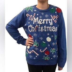 Lisa International Funny Ugly Christmas Sweater Pullover Long Sleeve Size L
